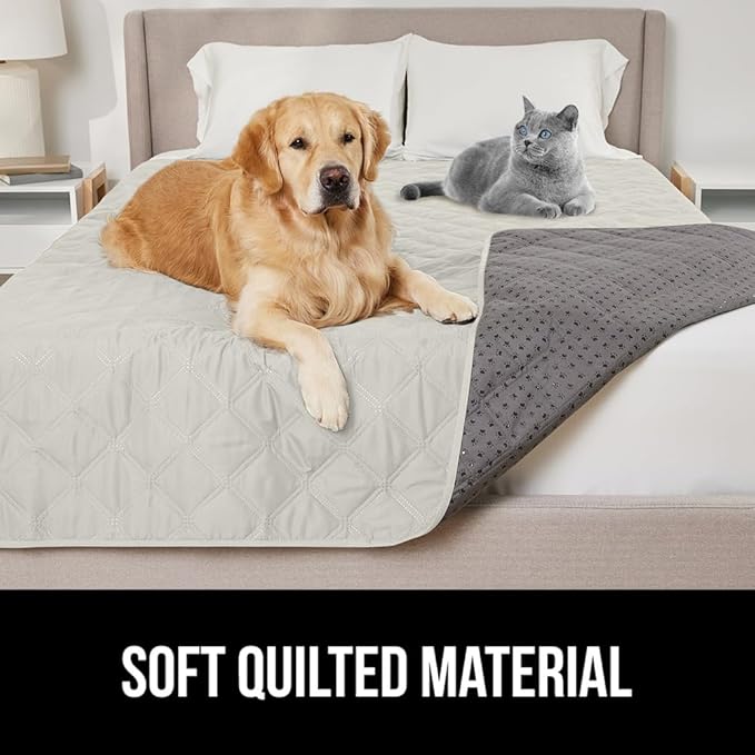 GORILLA GRIP Waterproof Bed Cover for Dogs, 82x68, Gripped Slip Resistant Backing, Leak Proof Washable Dog Blanket Covers Sofa, Couch, Sectional, Crate, Car, RV Seats, Pet Puppy Essentials Light Taupe
