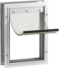 Hakuna Pets Deluxe Aluminum Pet, Cat and Dog Door with 2-Way Locking Panel for Screens, Doors and Walls up to 2.8" Thick, Medium, White