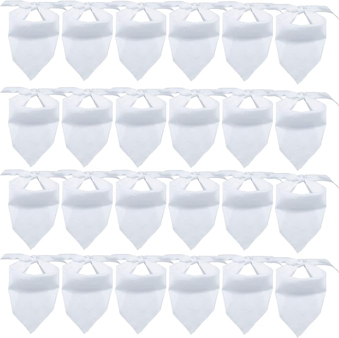 24 Pieces Sublimation Pet Bandanas White Heat Transfer Triangle Dog Scarf Blank Big Washable DIY Polyester Dog Bibs Kerchief Apparel Accessories for Dogs Puppy Cats (White-24Pack)