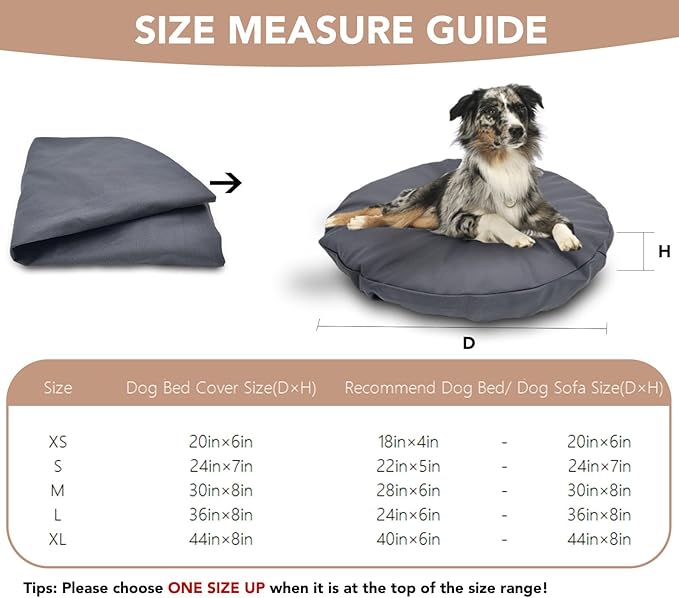 Dog Bed Cover Waterproof Replacement Machine Washable Covers for Dog Bed Heavy Duty Scratch Resistant Mattress Protector Pet Bed Round 30x30 Inch Cover Only
