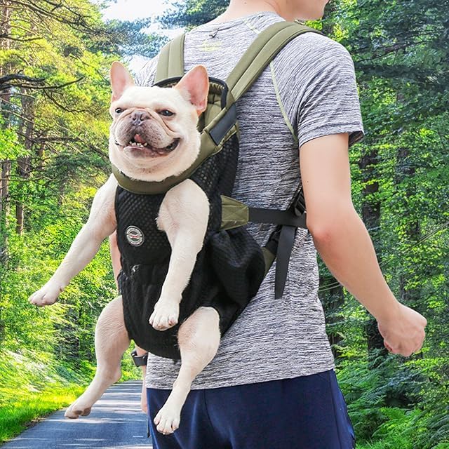 Dog Carrier Backpack, Pet Front Carrier Backpack Legs Out Dog Chest Carrier for Small Medium Dogs, Hands-Free Cat Backpack Carrier Dog Travel Backpack Airline Approved Hiking Bike Motorcycle