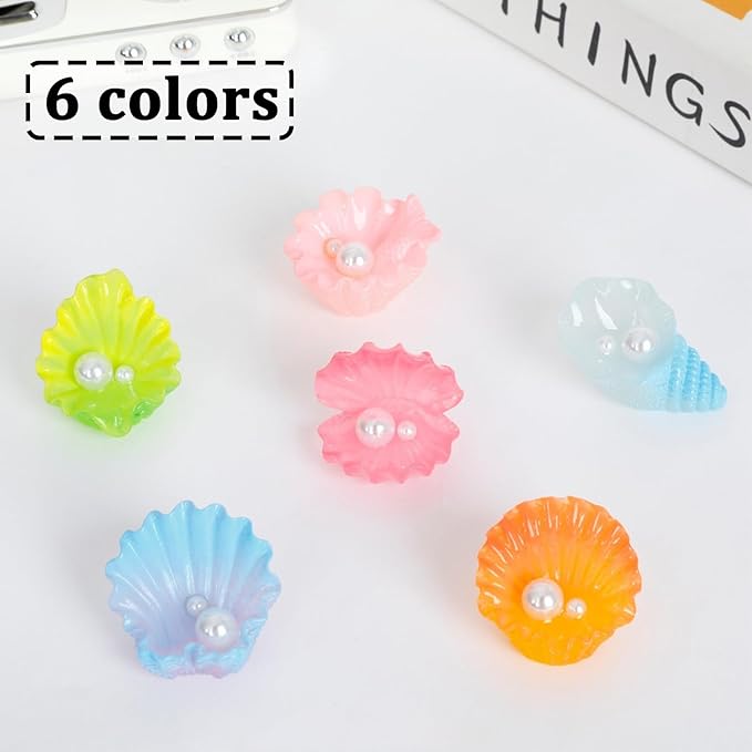 MIUPOO Glow Pearl Shell,Betta Stones,Glow in The Dark Crystal,Bonsai Decor,Chips Stone Small Decorative,Fish Tank Decor,6 Colors,12 Pieces.