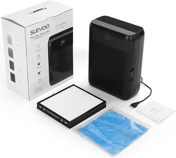 Slevoo Air Purifier for Home Large Room, H13 True HEPA Filter Air Purifiers & 3 × pre-filters for Bedroom,Office,Living Room,Covers Up to 1991.3 ft²,CADR 326m³/h (Black)