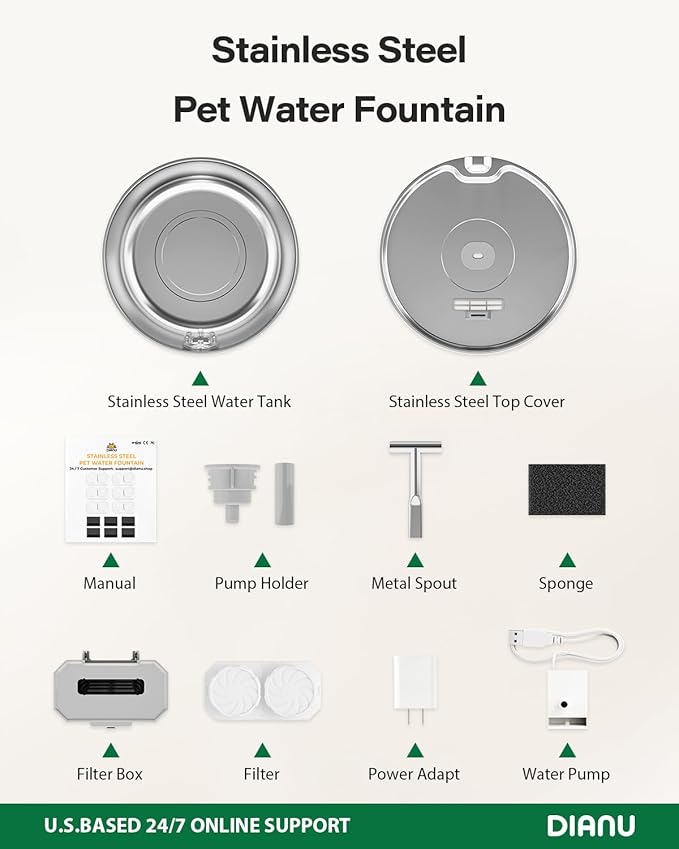 Cat Water Fountain Pump - Ultra Quiet Replacement Pump for 3.2L/108oz Cat Drinking Fountain Automatic Pet Water Dispenser