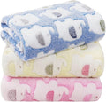 LINENLUX 1 Pack 3 Blankets Super Soft Fluffy Premium Fleece Dog Blankets for Puppy Cat Pet Blanket Flannel Throw Warm Sleep Elephant Pattern 31x20 inches