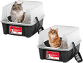 IRIS USA 2 Pack Large Open Top Cat Litter Box with High Sides, Scatter Shield & Scoop, Black, for Indoor Cats, Kittens or Multicat Homes