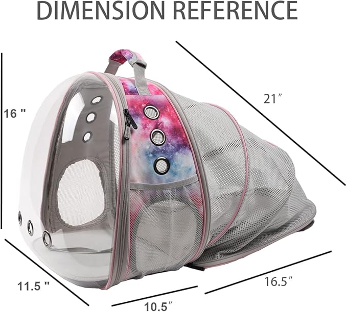 Galaxy Pink Cat Backpack Carrier for Kitten, Fit up to 12 lbs, Space Capsule Astronaut Expandable Pet Bag to Carry Small Animals, Bunny and Puppy, Cat Transport Vet Vist Bag