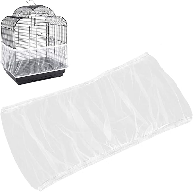 Universal Bird Cage Seed Catcher,Seed Catcher Guard Net Cover,Parrot Nylon Mesh Net Cover,Soft Airy Cage Net Stretchy Skirt for Round Square Cage