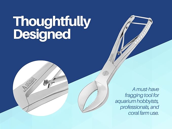 ARTMAN INSTRUMENTS Coral Cutters 7.5” Crescent Style Heavy Duty Stainless Steel Fragging Tool for Reef & Marine Aquariums, Precision Coral Trimmer for SPS & LPS Corals Medical Grade Stainless Steel