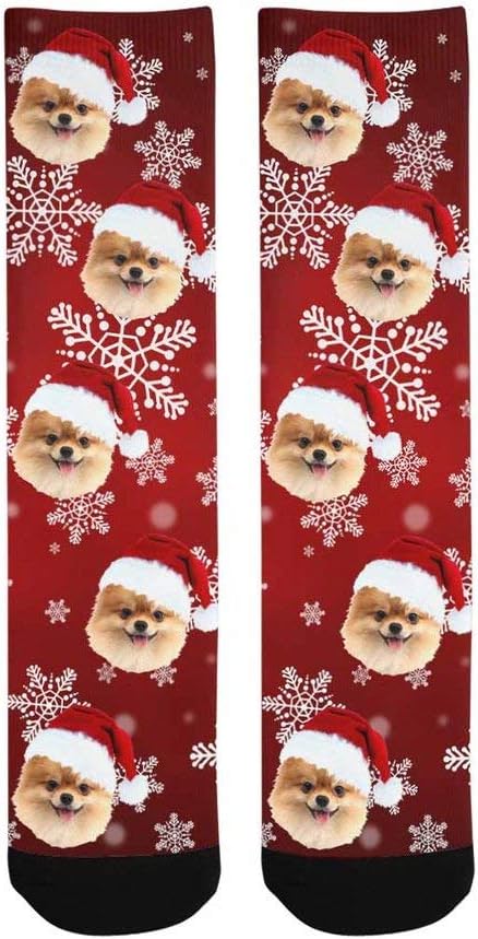 Custom Face Socks, Personalized Dog Lover Pet Photo Picture on Socks Unisex Athletic Crew Socks for Men Women
