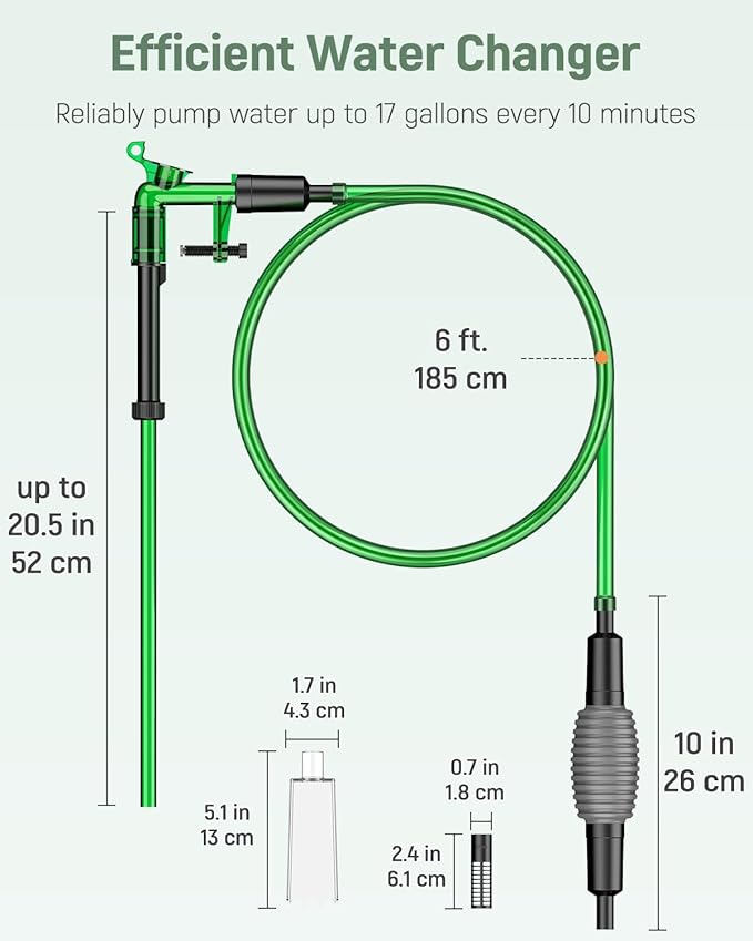Pawfly Aquarium Water Changer Kit, Fish Tank Siphon Vacuum Cleaner with 6 Feet Long Hose and Extendable Tubing Manual Aquarium Gravel Cleaner Tools for Water Changing Sand Washing and Maintenance