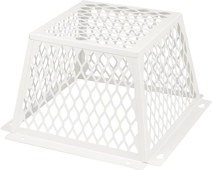 Dryer Vent Bird Guard,Dryer Vent Cover Guard for Most 5" to 6" Bathroom Exhaust Fan Ventilation Cover,8.5"Lx8.5"Wx6"H Steel Ventilation Bird Cage for Exhaust Fan Cover,White