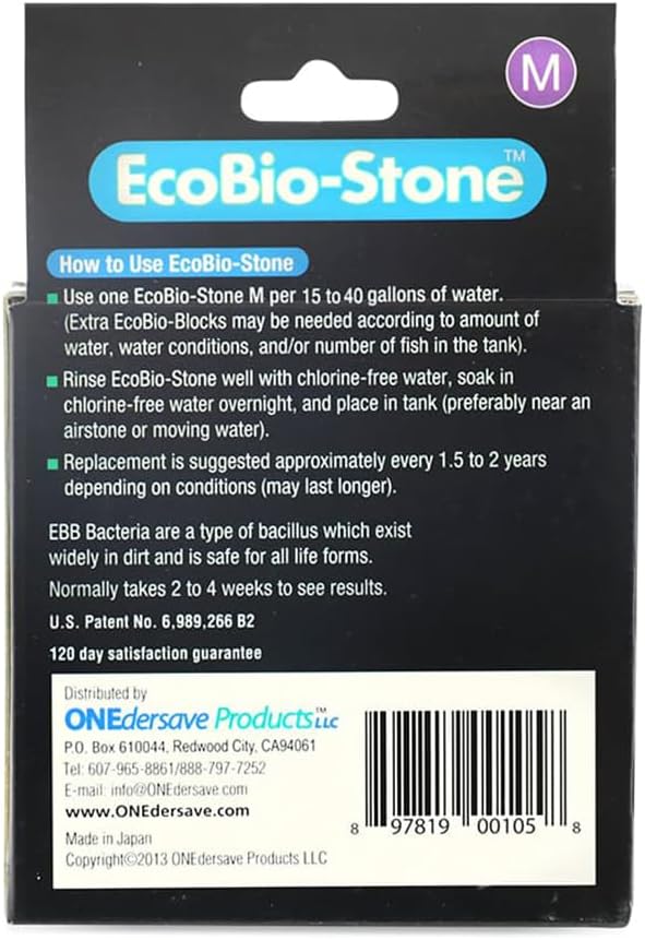 Aquarium Stone for Natural Water Clarification and Odor Removal Featuring Beneficial Bacteria (Medium)