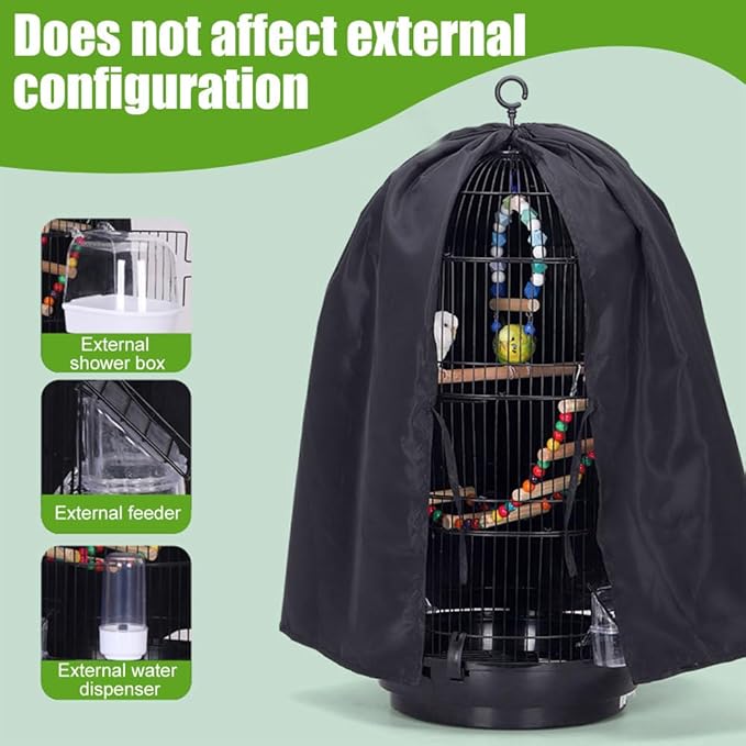 DONGKER Bird Parrot Cage Cover,Polyester Rain-Proof Blackout Birdcage Shade Without Cage for 11.8"-15.7" Dia,25.6"-27.6" Height Round Birds Cages Winter Windproofing & Warmth