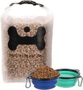 ANVS Silicone Pet Food Storage Bag,30-Cup Dog Food Travel Bag with 2PCS Collapsible Bowls, Perfect for Camping Trip, Dog Boarding, Weekend Getaways and Travel