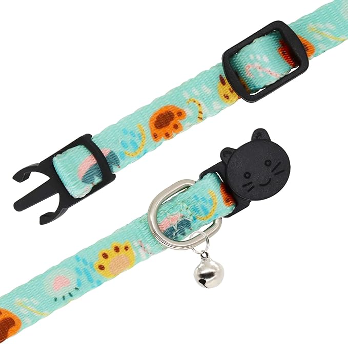 Cat Collar, 2 Pack Breakaway Collar with Bells, Safety Buckle Kitten Collars for Boy and Girl Cats, Purple + Teal