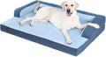 KSIIA Washable Dog Bed XXXL Senior Dog, Orthopedic Warm Soft Pet Sofa Waterproof Pet Couch with Sides, Non-Slip and Egg-Crate Foam Jumbo Beds with Removable Cover, 53x36Inch, Blue