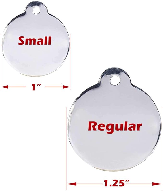Engraved Pet Tag for Dogs and Cats - Personalized Front & Back up to 4 Lines of Text Custom Engraved ID, Round Paw Print Solid Plating Stainless Steel Nebula Small