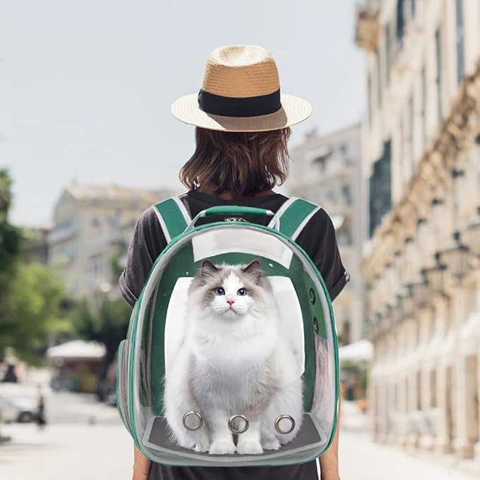 Pet Backpack Carrier,Bubble Backpack Cat Carrier,Pets and Small Dogs,Space Capsule Pet Carrier for Traveling, Walking, Hiking and Outdoor Activities (Dark Green)