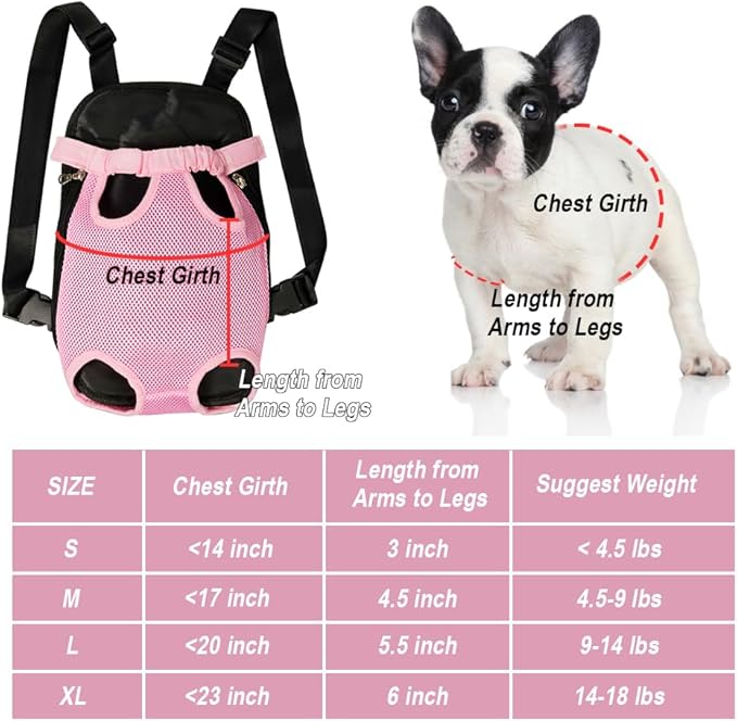 FEimaX Dog Carrier Backpack Pet Legs Out Front Cat Travel Bag, Adjustable Puppy Backpacks Carriers Hands-Free for Small Medium Dogs Cats Hiking Traveling Camping Daily Walking