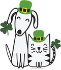Fiwochic St Patrick's Dogs Cat Decorations Metal Shamrock Wall Art Irish Pet Hanging Signs Farmhouse Rustic Irish Clover Green Decor Gift for Front Door Porch Hallway Outdoor Garden 15.8 x 12 Inch