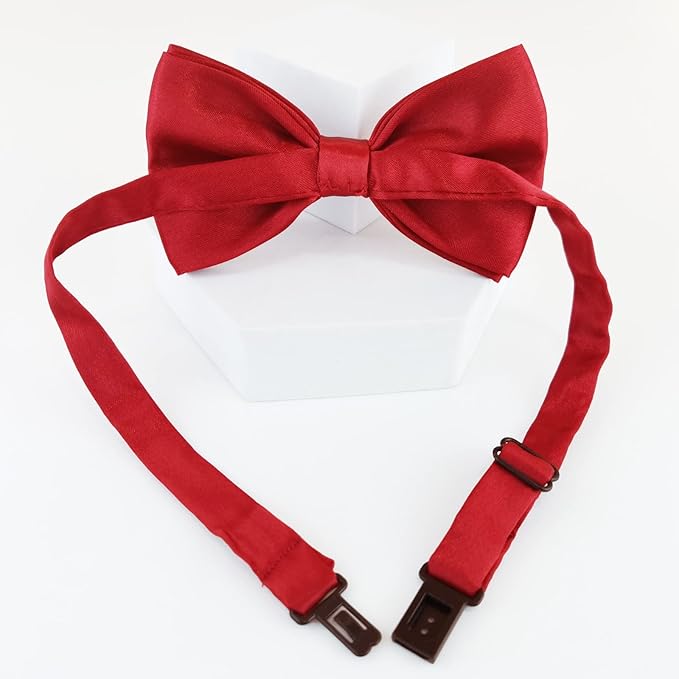 Dog Bow Ties for Large Dogs, KOOLMOX Wine Red Adjustable Dog Collar Bow Tiefor Medium and Large Dogs Cats Pets Wedding Birthday Graduation Holiday Halloween Cosutmes
