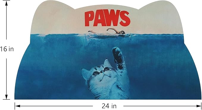 Cat Food Mat - Pet Feeding Mat for Floor, Non-Slip, Waterproof, Super Absorbent, Easy to Clean, Blue, Cat, Dog 15.9''x23.8''