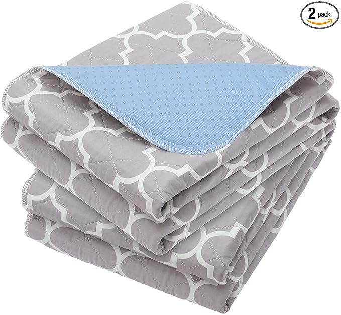 OUTCREATOR® Washable Bed Pads 34" x 76" (Pack of 2), Incontinence Mattress Protector, Anti-Slip Waterproof Underpads for Adults Kids Elderly Pets, Absorbency & Reusable Bedwetting Pads (Gray)