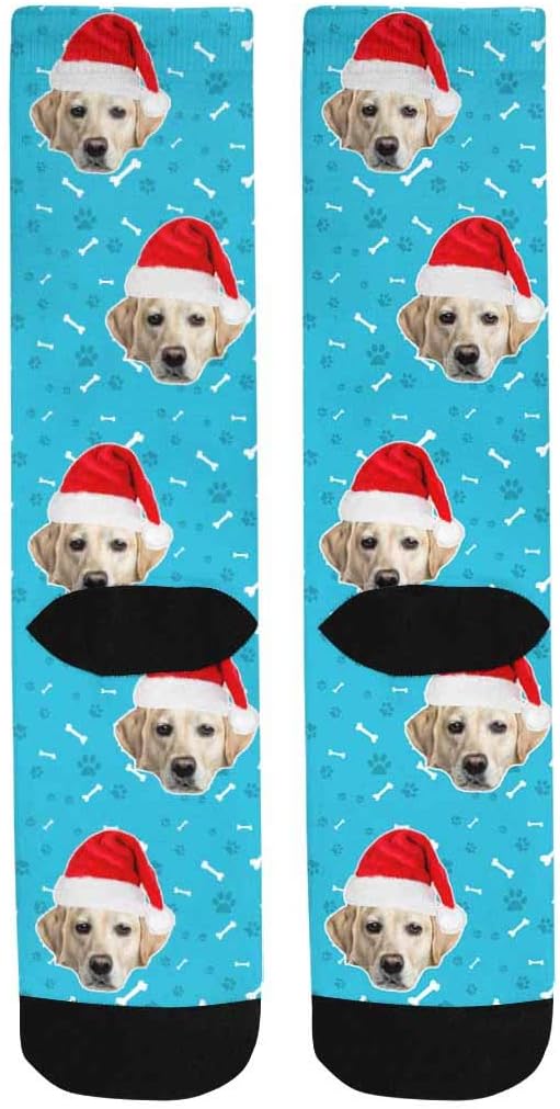Custom Face Socks, Personalized Dog Lover Pet Photo Picture on Socks Unisex Athletic Crew Socks for Men Women