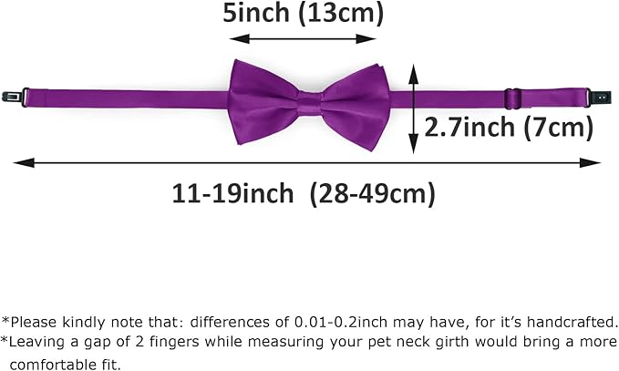 KOOLMOX Purple Dog Bow Ties Large Dogs, Adjustable Dog Collar Bow Tie for Medium and Large Dogs Cats Pets Wedding Birthday Graduation Holiday Homecoming Costumes Grooming Bow, 2-Pack