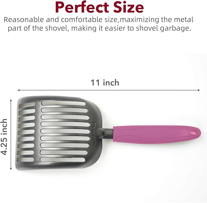 Cat Litter Scoop, Kitty Metal Scooper, Aluminum Alloy Sifter, Kitten Pooper Lifter, Deep Shovel, Long Handle, Poop Sifting, Durable, Heavy Duty, for Litter Box
