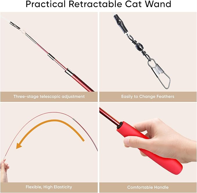 Cat Toys for Indoor Cats, 13 Packs Interactive Cat Wand Toy Set with Feather Toys & Teasers, Fun Cat Toys for Exercise, Playtime and Boredom Relief