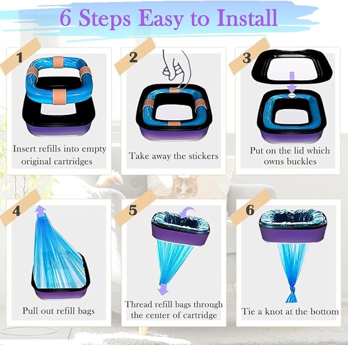 Cat Litter Refill Bags (9-Pack) Litter Refills Generic Compatible with Your Standard, Plus, XL and XL+ Pails Refill Cartridge