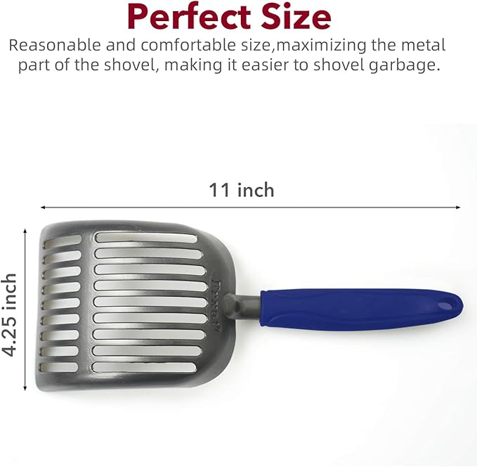 Cat Litter Scoop, Kitty Metal Scooper, Aluminum Alloy Sifter, Kitten Pooper Lifter, Deep Shovel, Long Handle, Poop Sifting, Durable, Heavy Duty, for Litter Box
