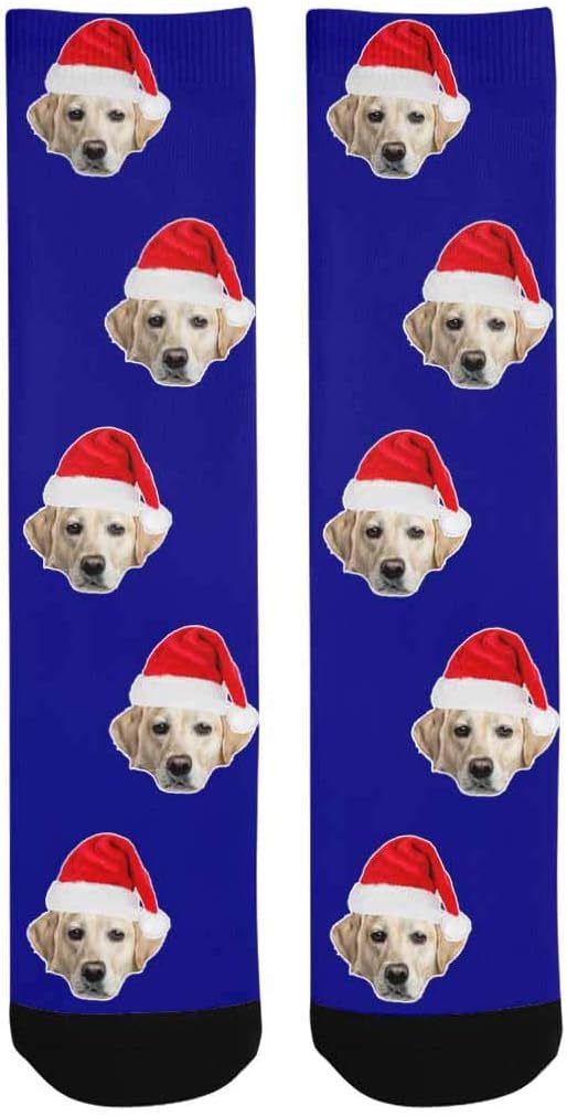 Custom Face Socks, Personalized Dog Lover Pet Photo Picture on Socks Unisex Athletic Crew Socks for Men Women
