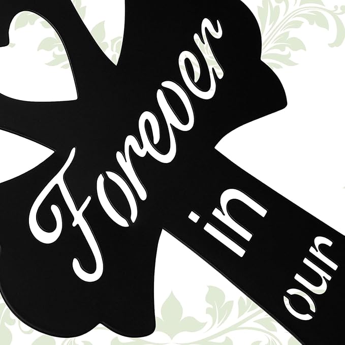 Grave Decorations for Cemetery: Forever in Our Hearts Metal Pet Grave Marker - Cross Sympathy Memorial Stake for Outdoor. Ideal Gifts to Honor The Memory of Departed Loved Ones(9.8 x 5.6'')