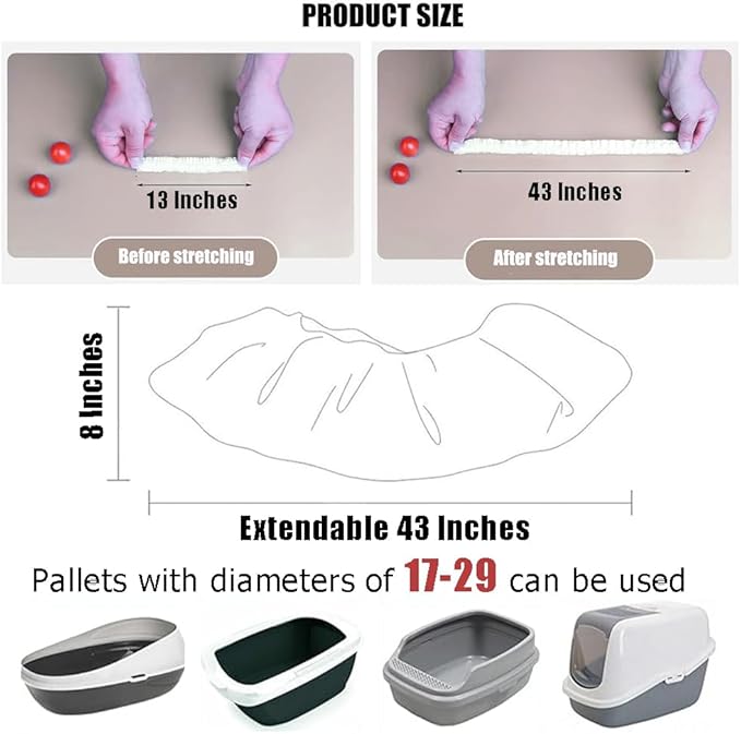 Disposable Rabbit Cage Liner Bag with Elastic,Portable Large Size Pet Litter Box Tidy Bags,Small Animal Universal Toilet Film for Bird Hamster Cat Hedgehog,50 Pieces