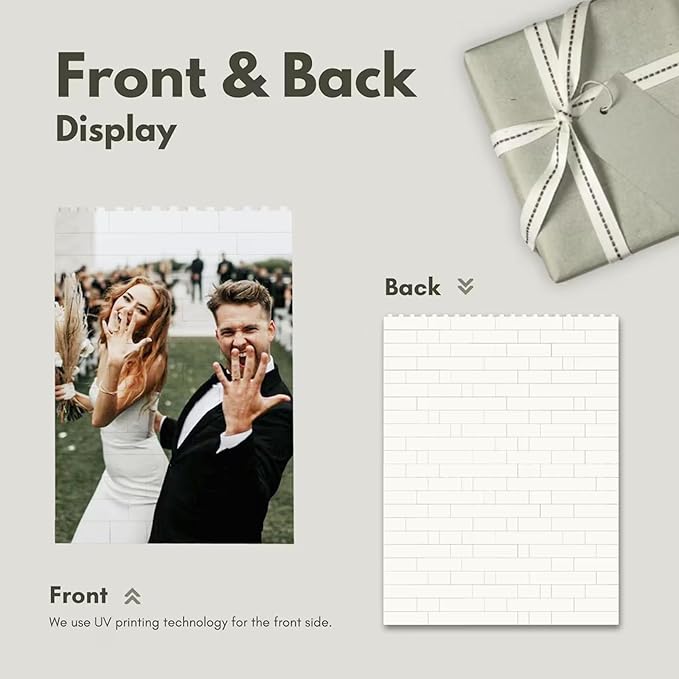 NAZENTI Custom Photo Building Block Gifts for Anniversary, Personalized Couple Playing Card Puzzle Blocks, Valentines Day Gifts for Boyfriend, Romantic Home Decor for Him, Picture Memory Desktop