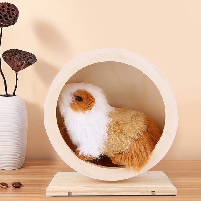 Wooden Hamster Exercise Wheel, Silent Silent Running Wheel Wooden Small Pets Quiet Spinner Play Toy Cage Accessories for Dwarf Syrian Hamster Rat Gerbil Mice Guinea Pigs(S)