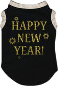 Petitebella Bling Happy New Year Puppy Dog Shirt (Black/Gold, X-Small)