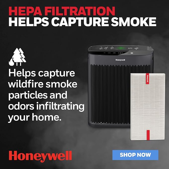 Honeywell HEPA Air Purifier Filter R, 3-Pack for HPA 100/200/300, 3000 and 5000 Series - Airborne Allergen Air Filter Replacement Targets Wildfire/Smoke, Pollen, Pet Dander, and Dust
