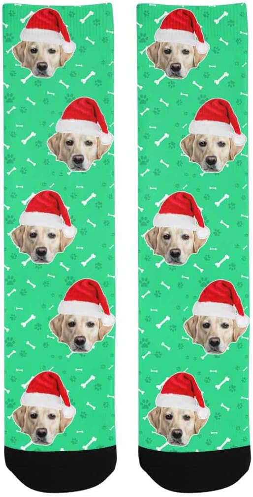 Custom Face Socks, Personalized Dog Lover Pet Photo Picture on Socks Unisex Athletic Crew Socks for Men Women