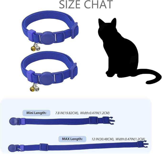 Breakaway Cat Collar with Bell, Safety Buckle Kitten Collar, Elastic Strech Quick Release, Adjustable Lightweight Collars for Girl Boy Cats, Pet Supplies, Accessories, Gifts Dark Blue