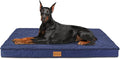 Patas Lague Orthopedic Jumbo Dog Bed for Large Sized Dog 56''X40'', Soft Waterproof Egg Crate Foam Large Pet Crate Beds Mat with Removable Washable Cover and Non-Slip Bottom, Navy Blue