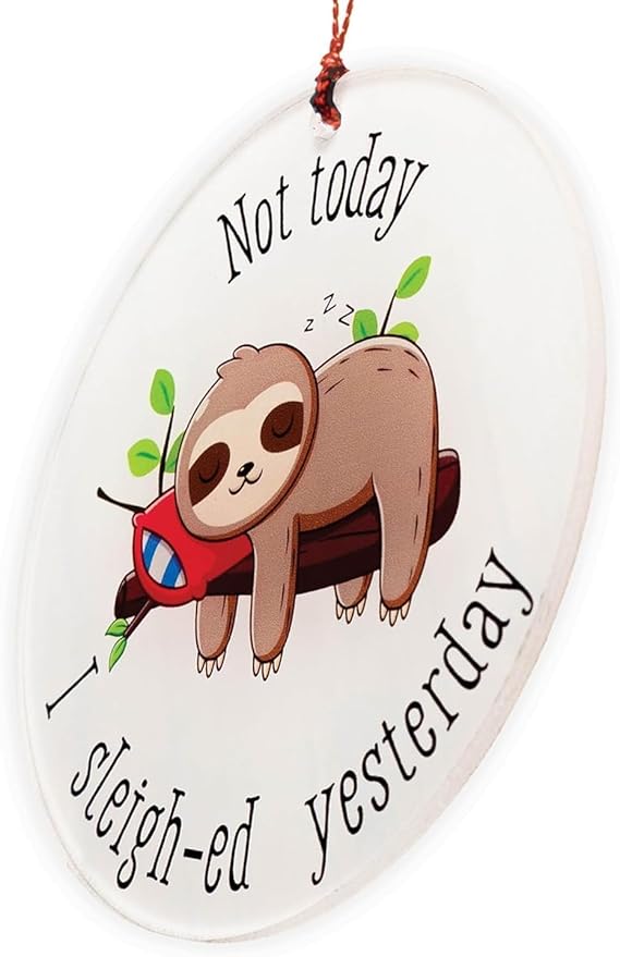 Sloth Gifts for Women, Sloth Ornament, Christmas Ornament 2025 Funny Lazy Animal Christmas Decoration, Cute Woodland Ornament for Tree, Unique Animal Lovers Gift, Relaxed Holiday Decor Idea