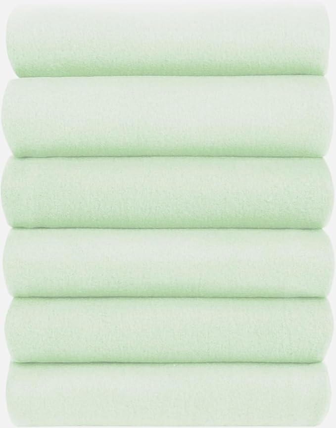 Fleece Throw Blankets Bulk Fleece Blankets Solid Wholesale Lightweight Warm Soft for Pet Bed Sofa Couch Office Wedding Gifts Travel Seasons Sage Green 50x60 Inches Pack of 6