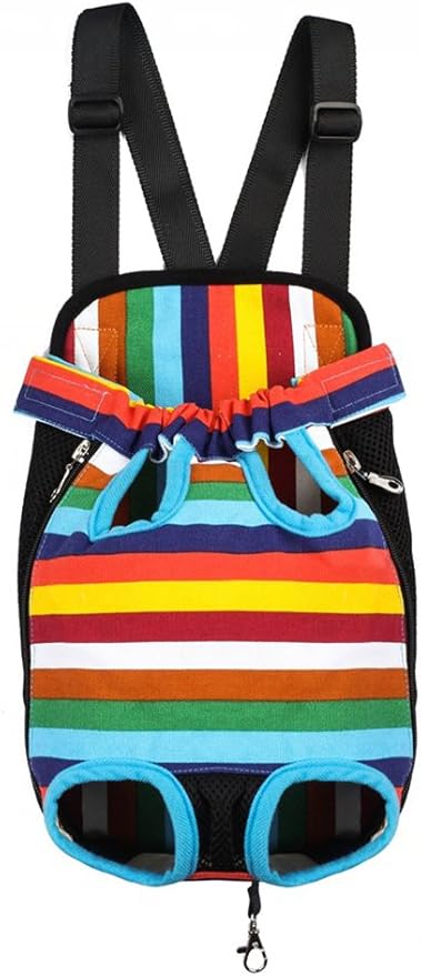 Pet Dog Puppy Cat Carrier Five Holes Backpack Double Shoulder Straps Canvas Cotton Front Chest Backpack Bag(Colourful, Large)
