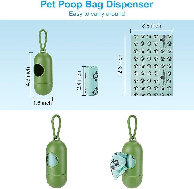 Cat Litter Scooper with Holder, Cat Litter Shovel with Waste Can and Refill 135 Bags(9 Boxes of 15 Bags), Large Capacity Cat Scooper Portable Shovel