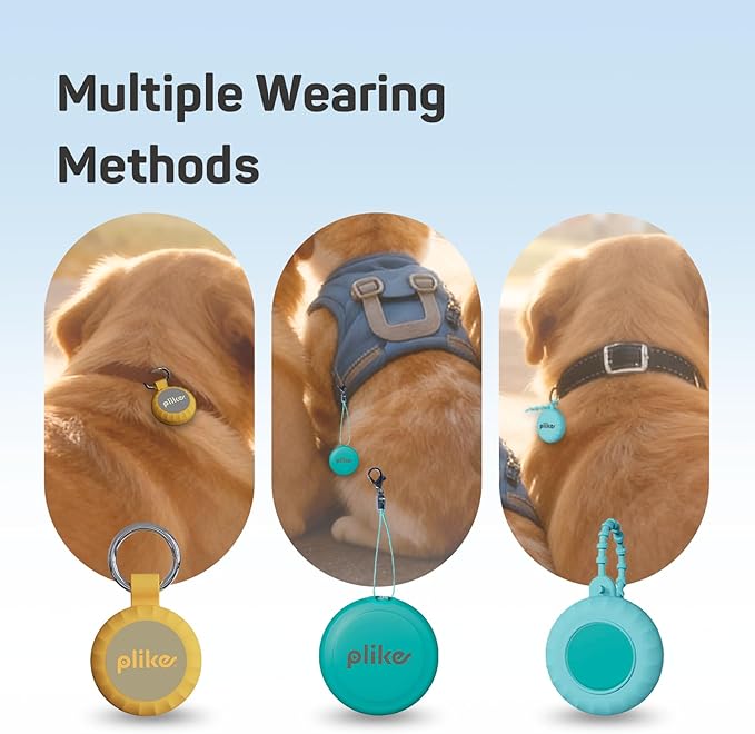 Plike Tracker for Dogs & Cats, Mini GPS Pet Tracker with Silicone Cover, with Apple Find My App (iOS Only), Real-time Positioning and Smart Alarm Pet Tracker, No Monthly Fee and Subscription