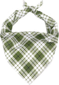 ARING PET Christmas Dog Bandanas, Green White Plaid Triangle Scarf for Puppy Small Medium Large Boy Girl Dogs-S